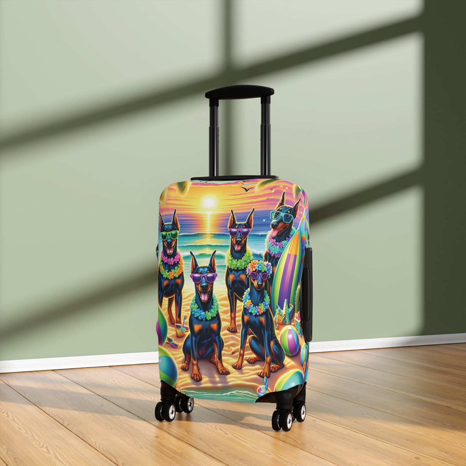 Sunset Doberman Beach Party Luggage Cover - Image 9