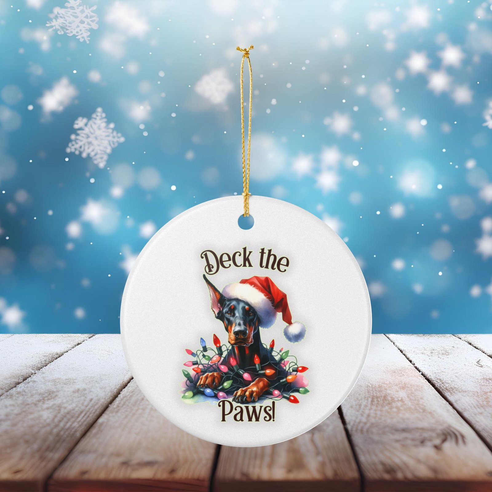 Doberman Christmas Ornament "Deck The Paws" - Image 5