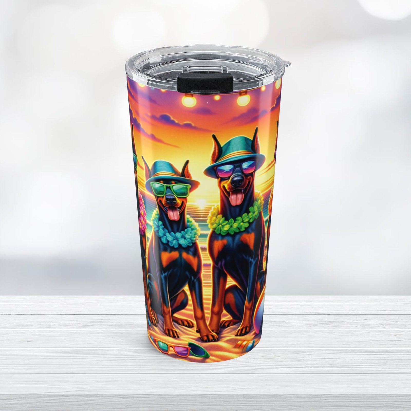 Doberman Beach Party Tumbler