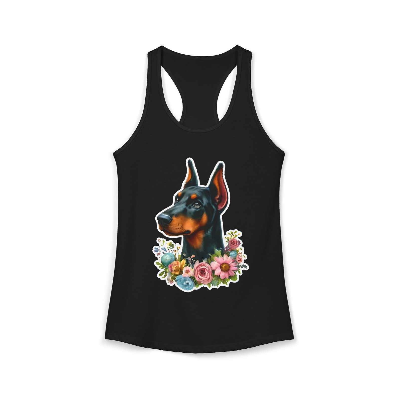 Floral Doberman Women’s Racerback Tank - Image 5