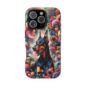 Doberman Floral Phone Case Magnetic Impact-Resistant Protective Case