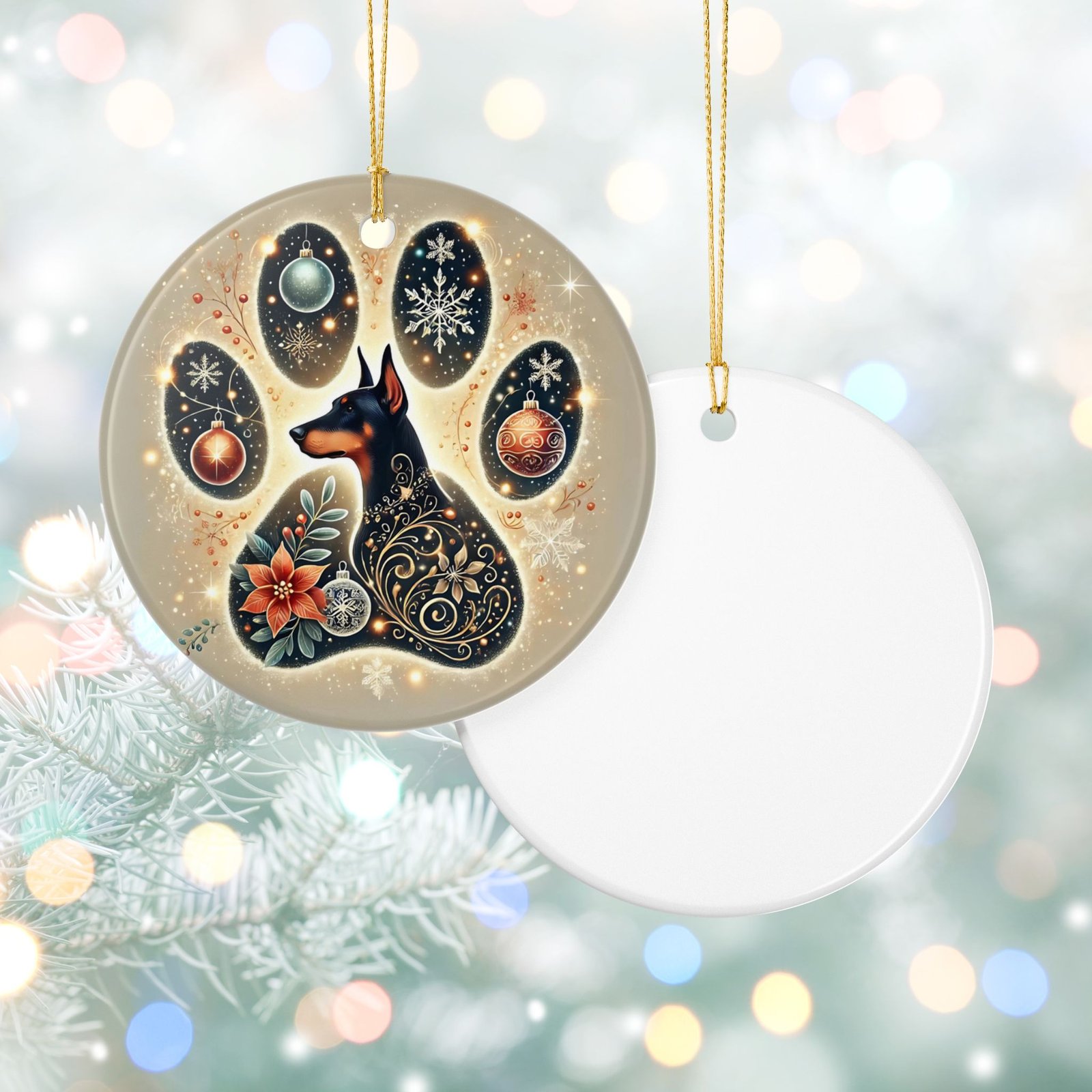 Dog Lover's Ceramic Ornament - Festive Paw Print Decoration, Gift for Pet Owners, Holiday Decor, Memorial Keepsake - Image 2