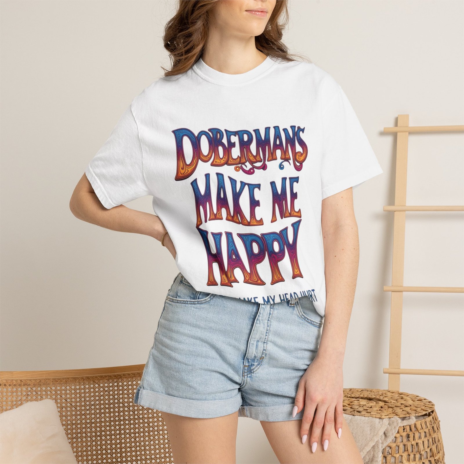 Dobermans Make Me Happy T-Shirt - Image 4