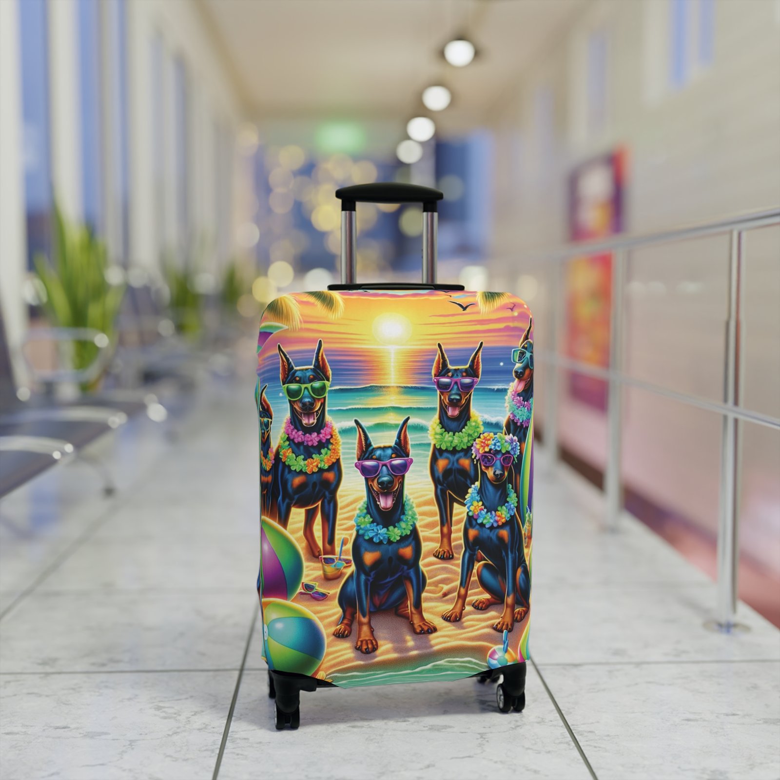 Sunset Doberman Beach Party Luggage Cover - Image 13