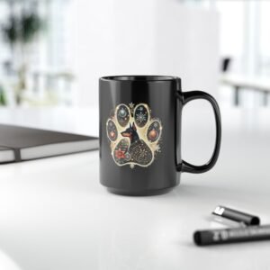 Christmas Doberman Paw Art 15oz Black Mug