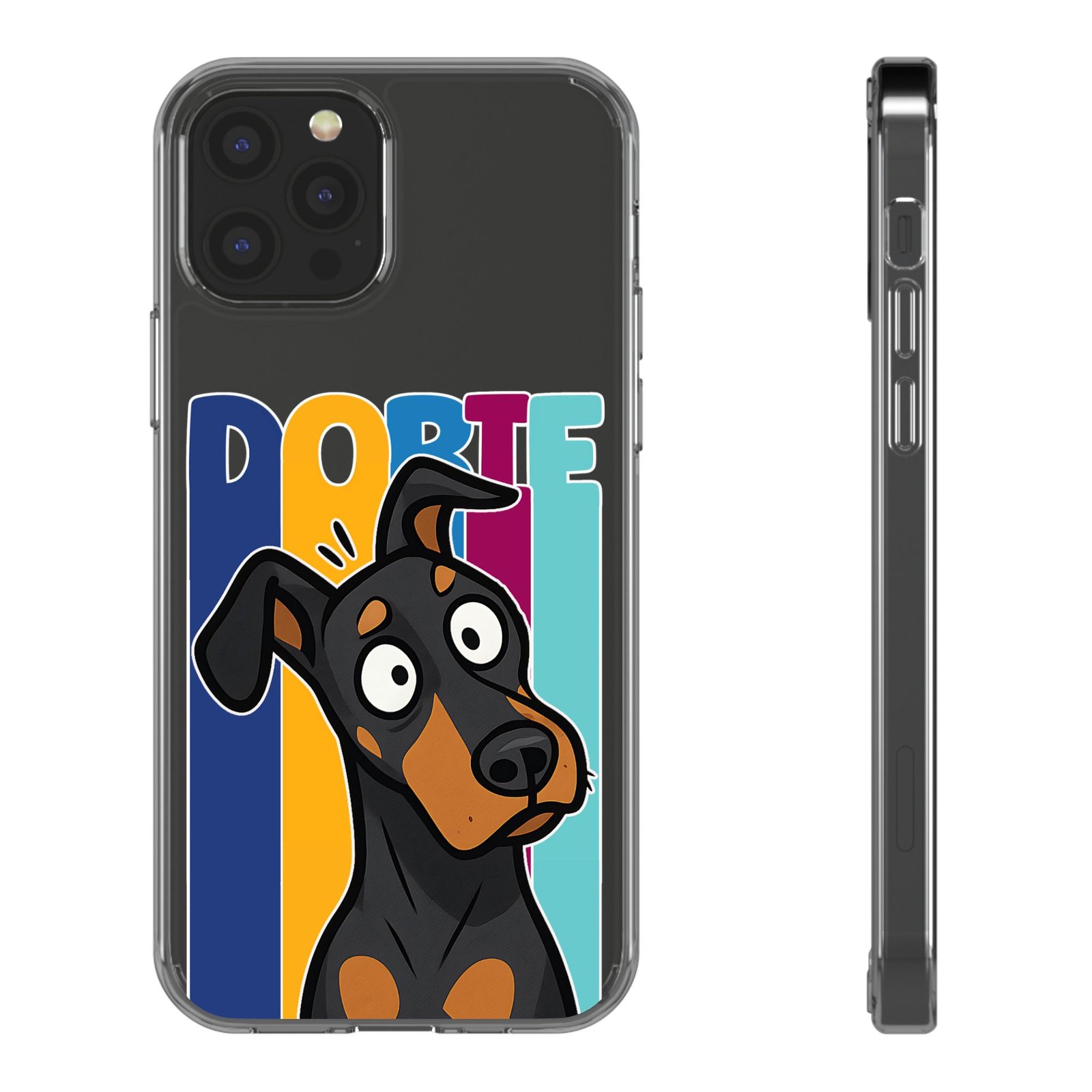 Playful Dobie Clear Phone Case - Image 9