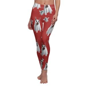 Ghostly Doberman Halloween Leggings Blood Red
