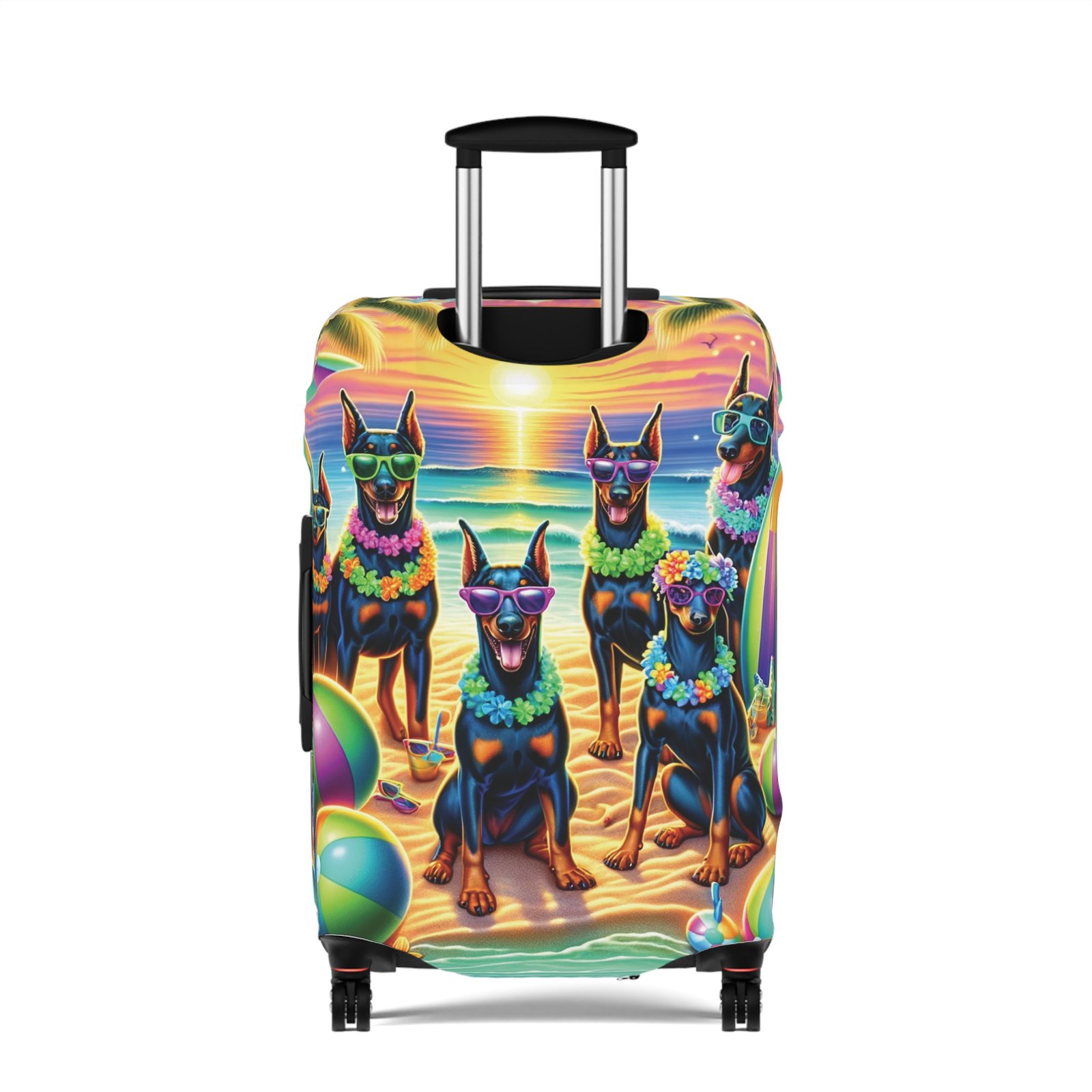 Sunset Doberman Beach Party Luggage Cover - Image 12