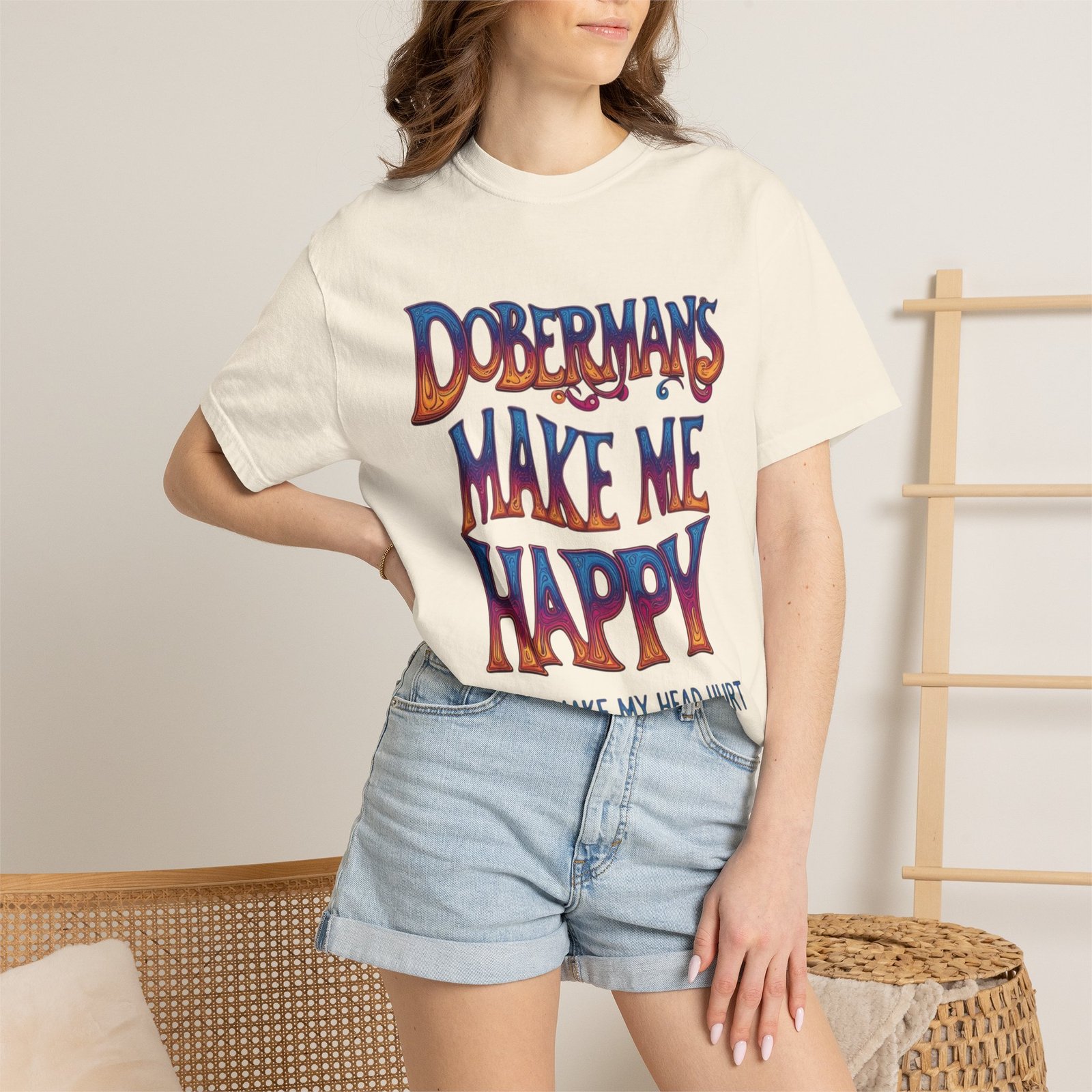 Dobermans Make Me Happy T-Shirt - Image 7