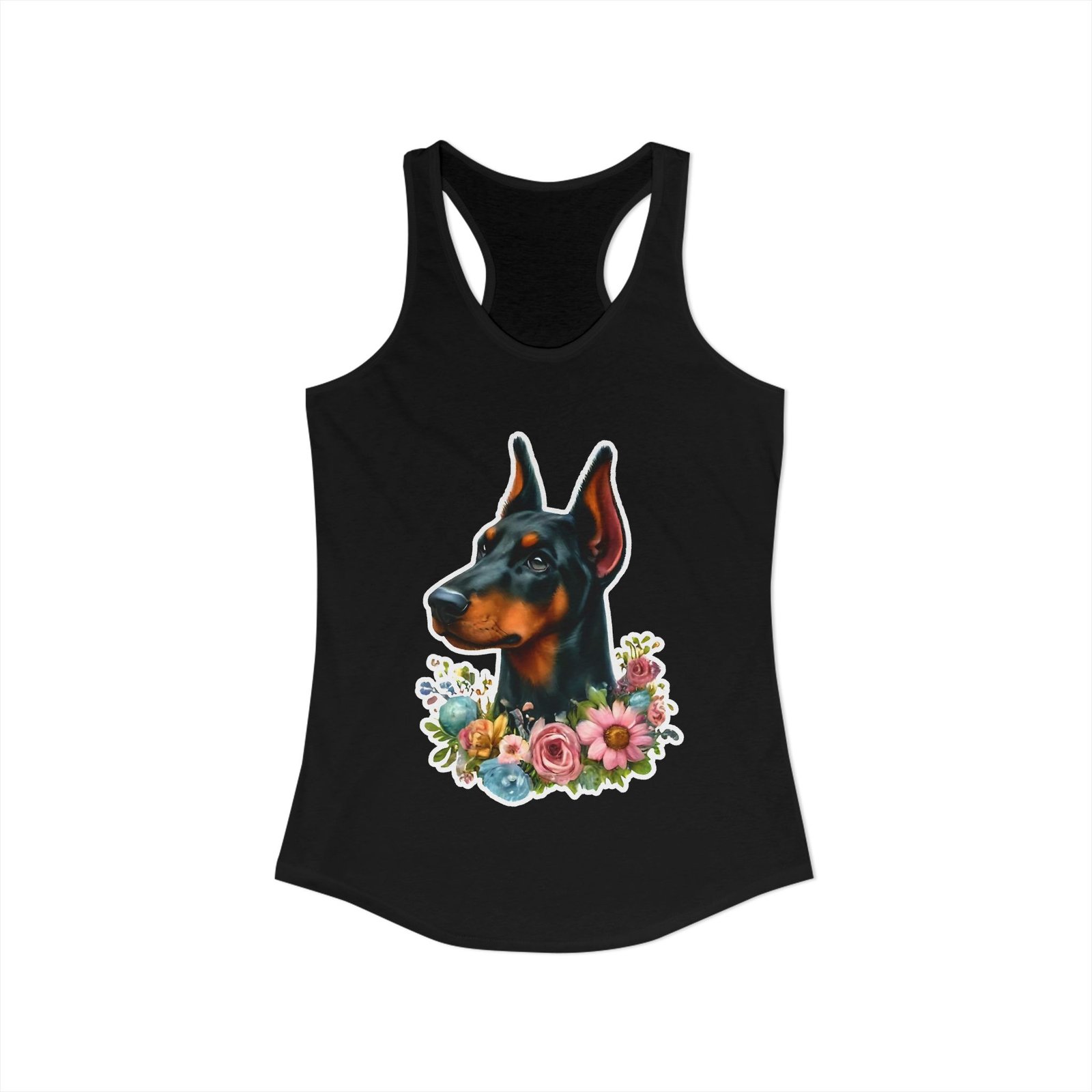 Floral Doberman Women’s Racerback Tank - Image 6