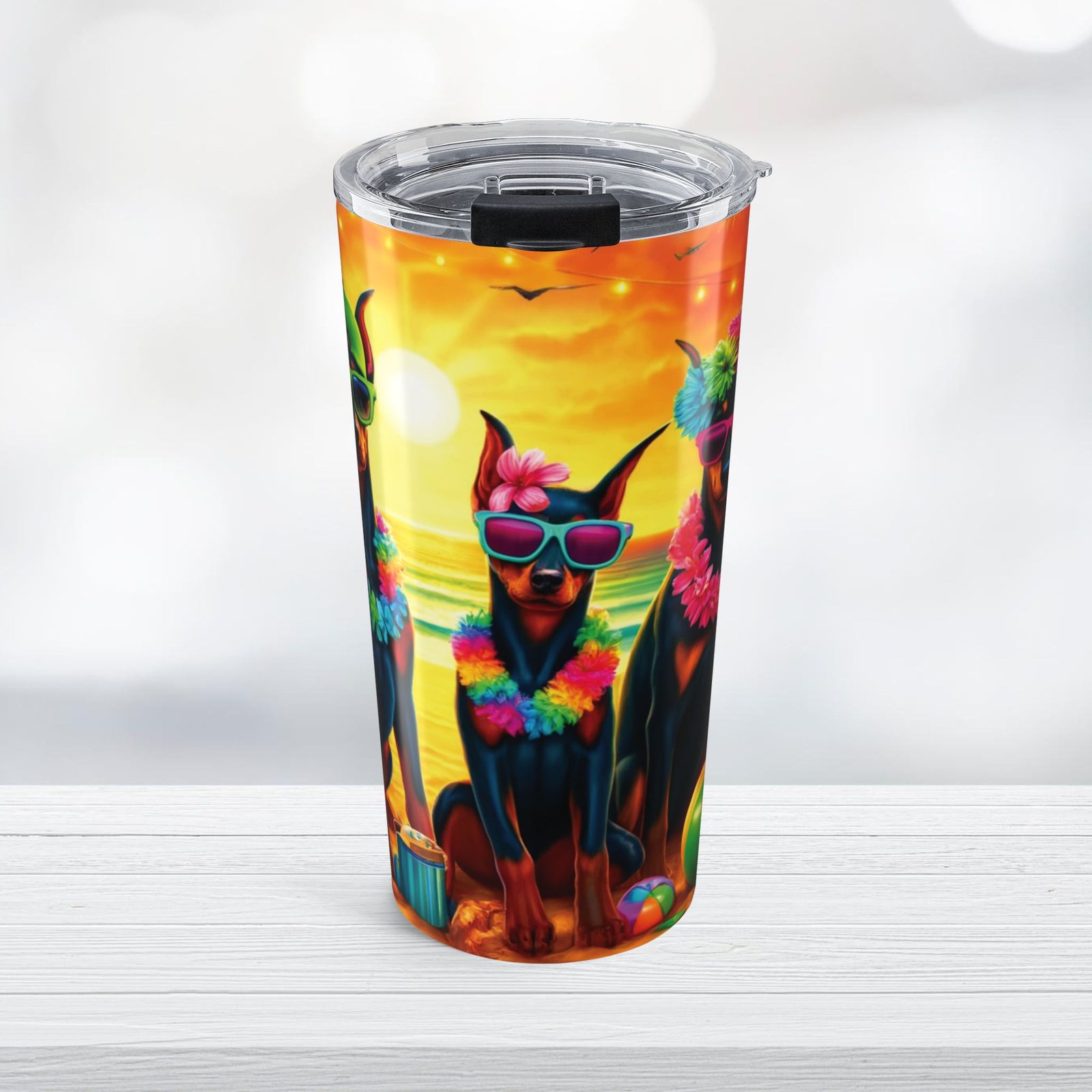 Doberman Tumbler Three Amigos Doberman Beach Party Design - Image 3
