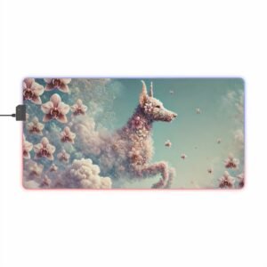Celestial Doberman RGB Gaming Desk Pad - Sky Guardian Design