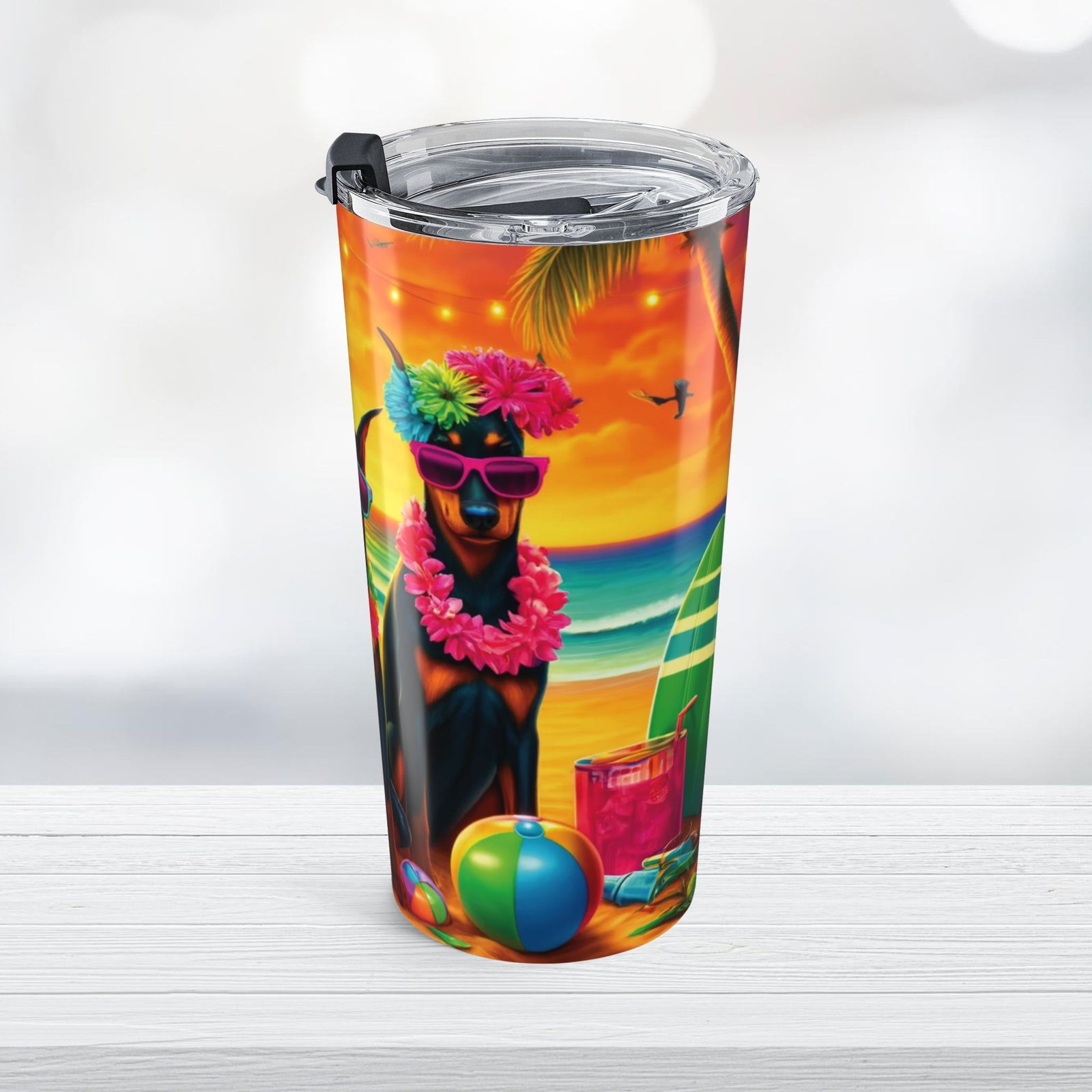Doberman Tumbler Three Amigos Doberman Beach Party Design - Image 6