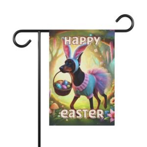 Doberman Easter Bunny Garden Flag Banner