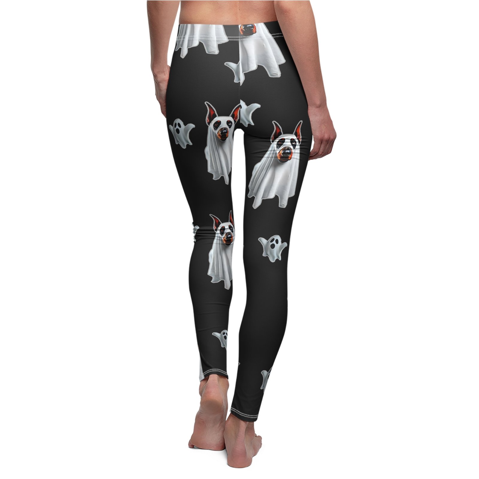 Ghostly Doberman Halloween Leggings Spooky Black - Image 7